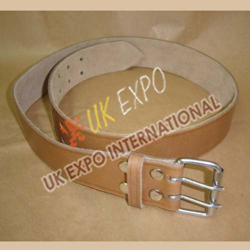 Skin Color Leather Utility Kilt Belt With Double Pin Ruler Buckle