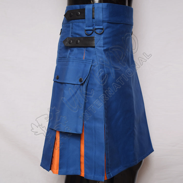Sky Blue Orange Hybrid Utility Kilt