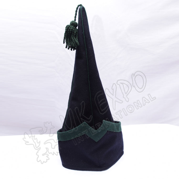 Dark Blue & Green Wool Spanish Sleeve Cap