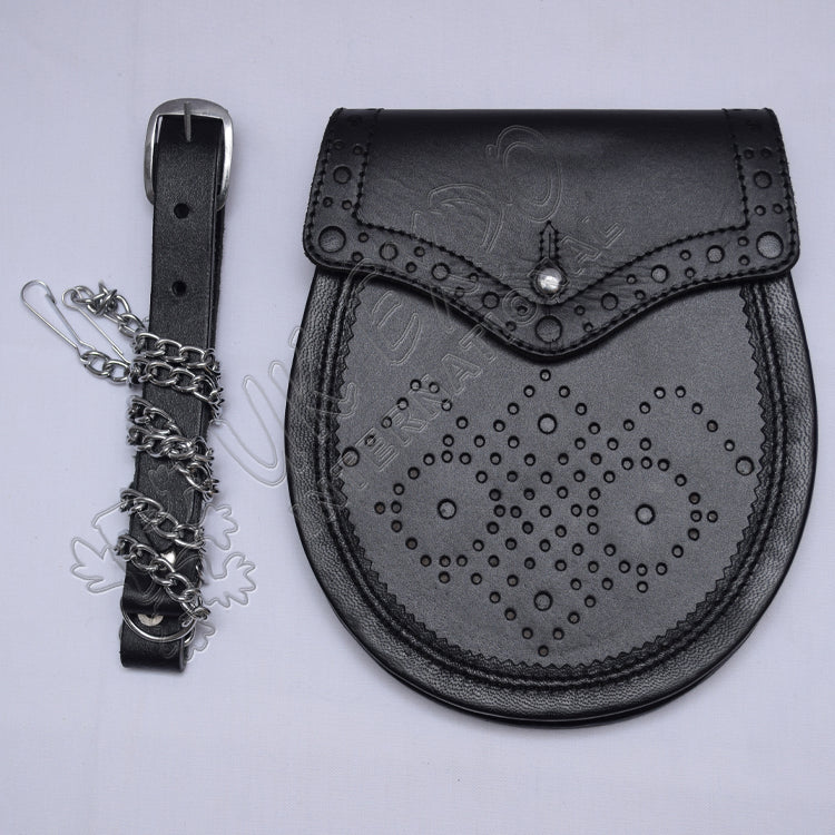 Black Leather Sporran to Match Ghillie Brogues