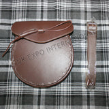 Leather Drop Pin Brown Embossed Sporran