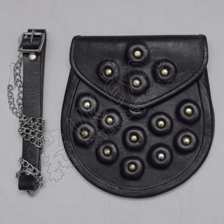 Embossed Studded Black Day Wear Sporran