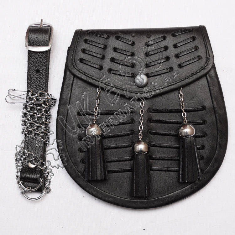 Leather Laced Edge Embossed Day Wear Sporran
