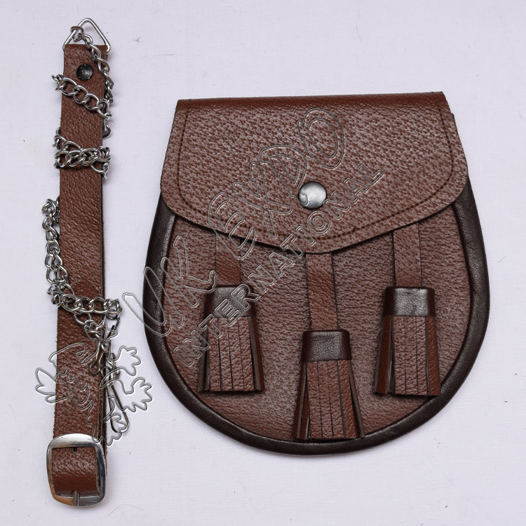 Brown Leather Embossed Smart Sporran