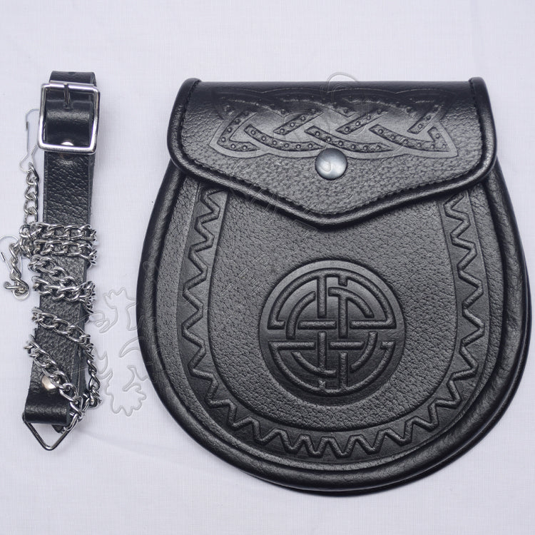 Black Leather Celtic Embossed Sporran