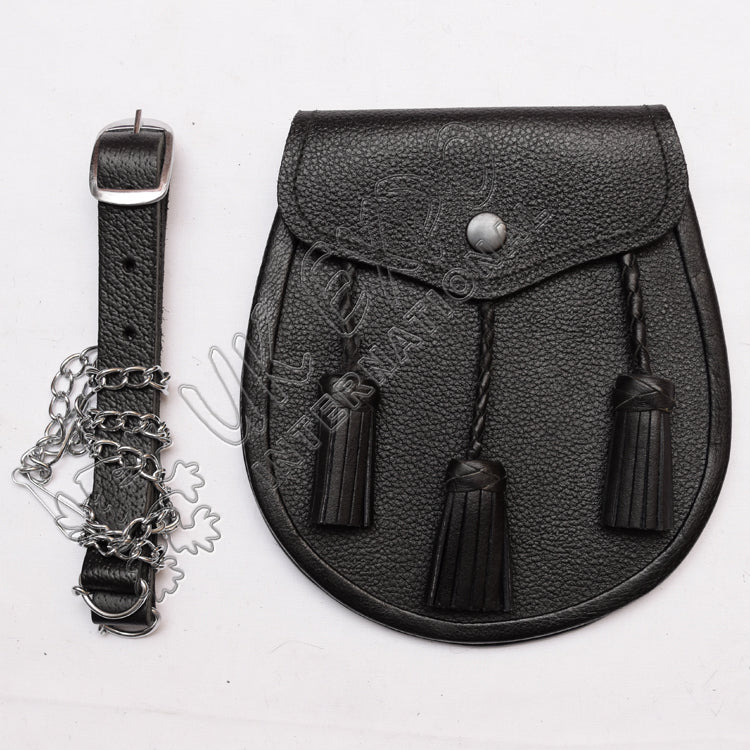 Black Leather Embossed Smart Sporran