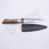 Real Stag Handle Stainless Steel Blade With Celtic Leather Sheath