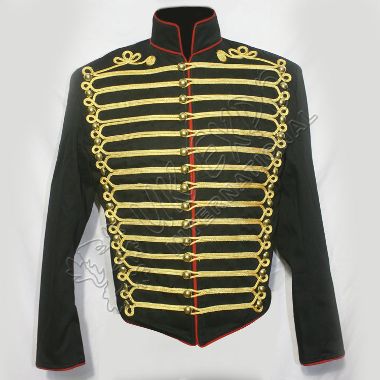 Steampunk Hussar Jacket Black with Red Edging
