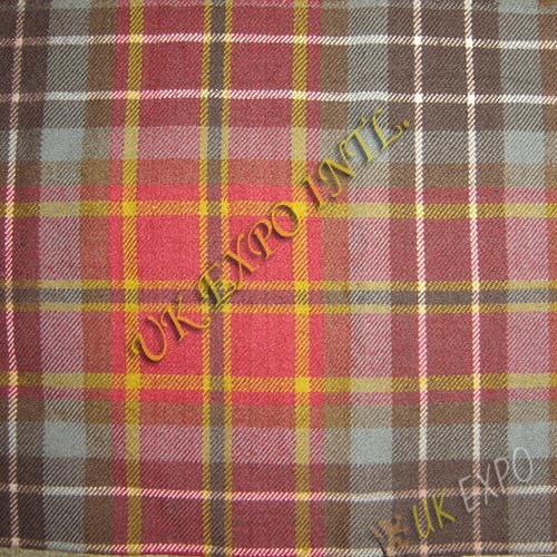 Brown White and Black Line on Gray With Red Shade Tartan
