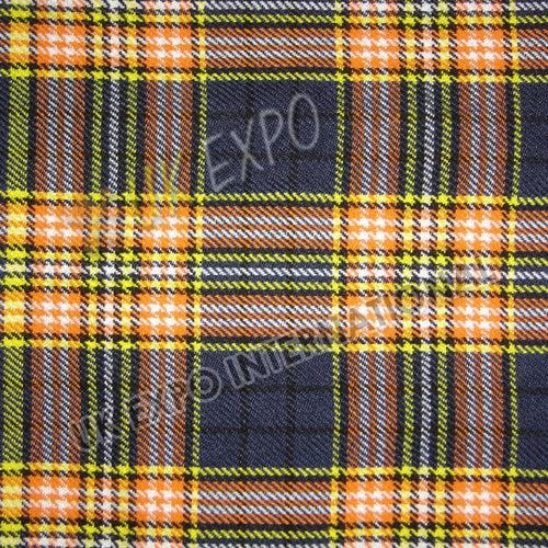 Orange Gray and Black Line on Mate Black Shade Tartan No 69