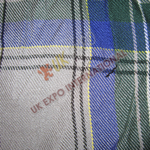 Black and Blue Line on Light Green Shade On Gray Tartan No 78