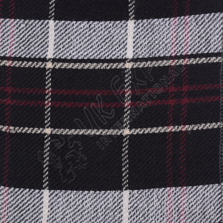 White and Red Line on Black Tartan No 41