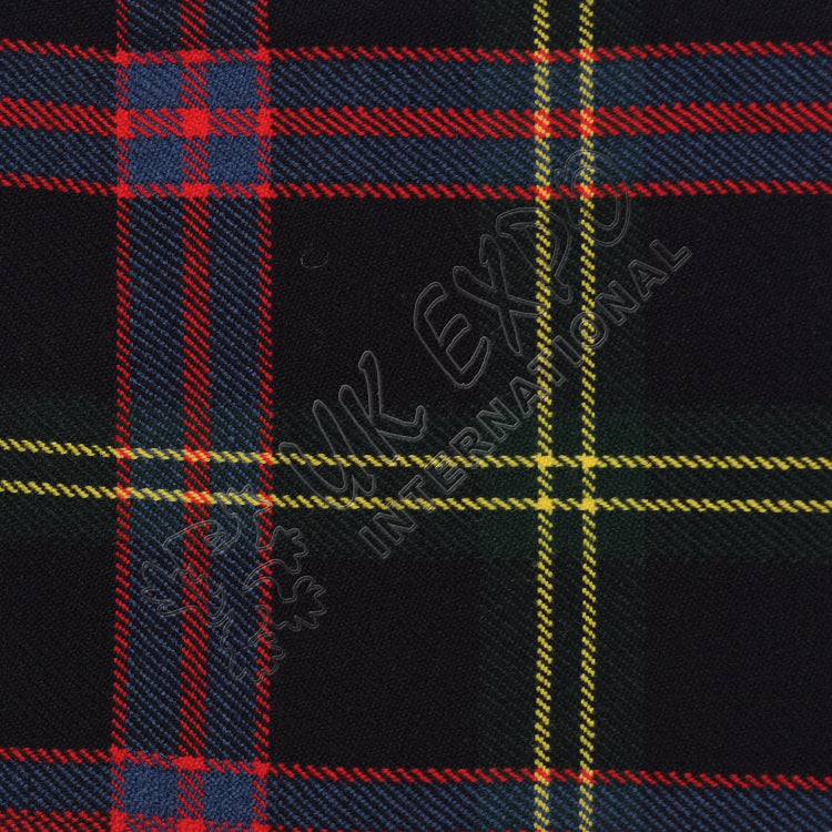 Red and Yellow Line with Blue Shade on Black Tartan No 54