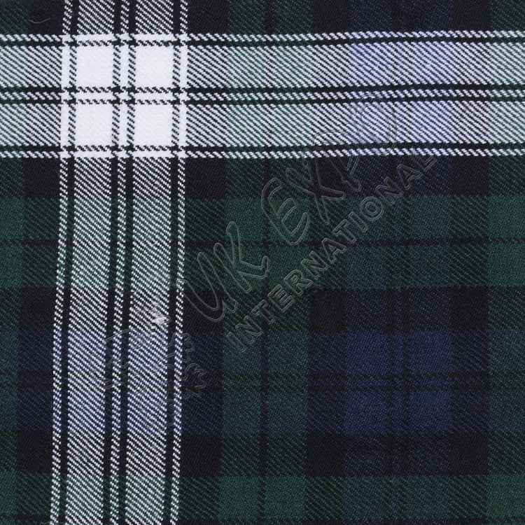 White Green and Black Line Blue Shade Tartan No 61
