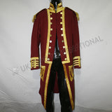Captain Jack Aubrey Master Commander Red Wine Gold Braid Bullion Coat