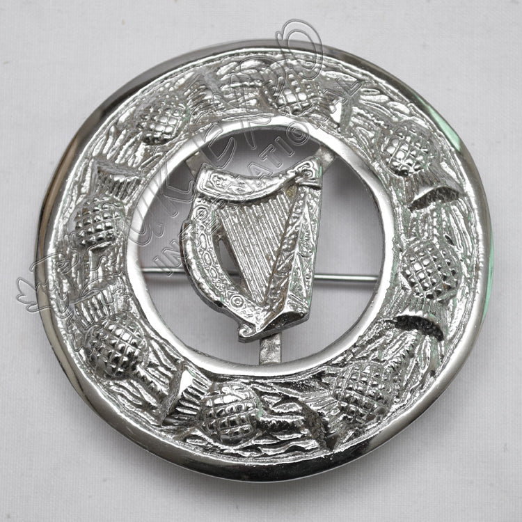 Thistle Knot And Harp Badge Brooch