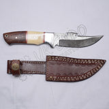 Thunder Cut Damascus Knife Wood/Bone Handle Stainless Steel
