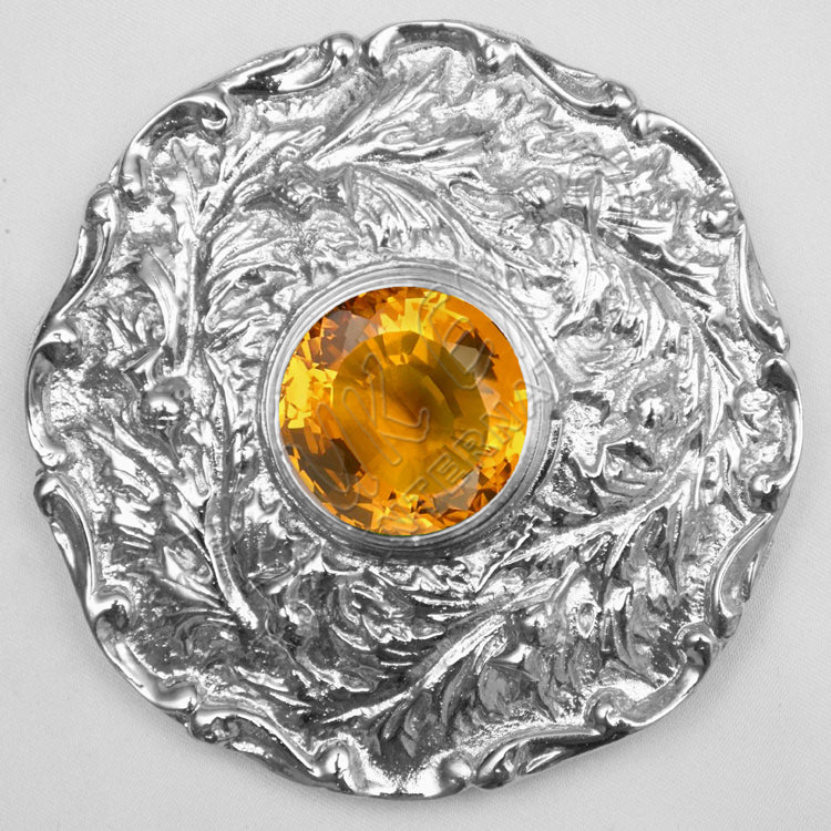 Topaz Orange Stone With Moulded Brooch