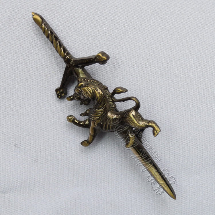 Rampart Lion Scottish Sword Kilt Pin Brass Antique