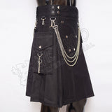 Vee Snappy Black Sports Chain Style Utility Kilt Detachable Pockets