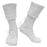 Highland Style Men White Diamond Cuff Kilt Socks