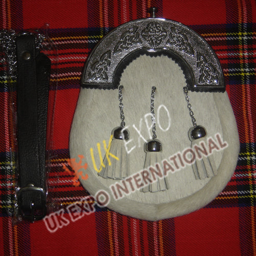 White Cow Skin Celtic Smart Sporran