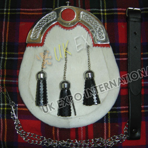 Celtic Ember White Goat Seal Skin Sporran