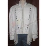White Heavy Jean Doublet  Silver Braid With Chrome Thistle Button