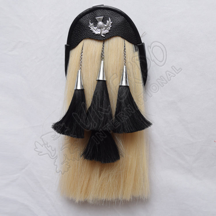 White Horse Hair Black Tassel Thistle Sporran