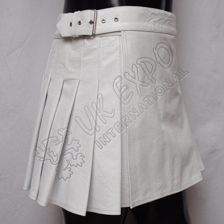White Leather ladies Utility Kilt