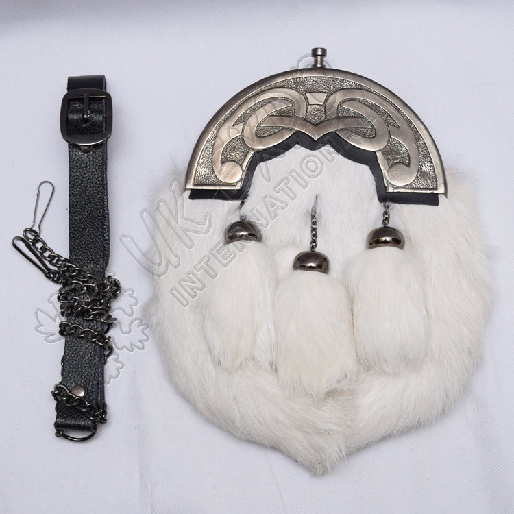 White Rabbit Fur Celtic Full Dress Sporran