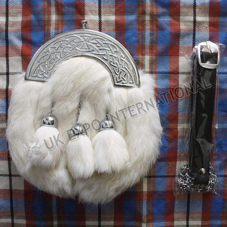 White Rabbit Fur Celtic Sporran