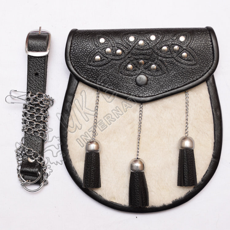 Alba Goat Skin Embossed Black Leather Sporran