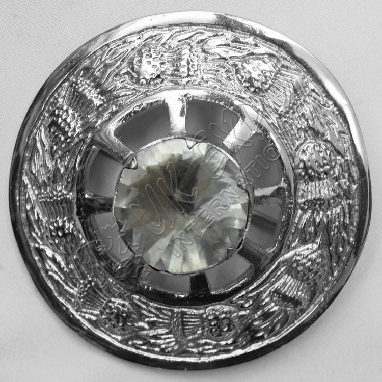 White Stone With Moulded Brooch
