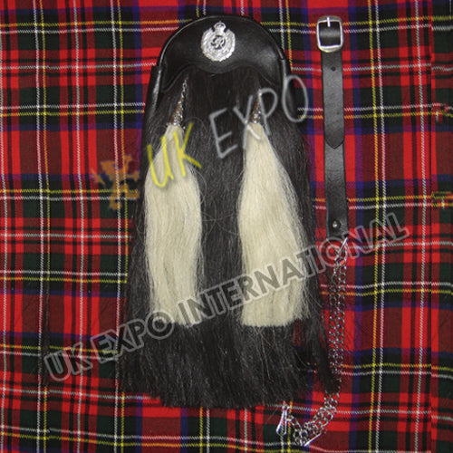 Black Horse Hair Metal Badge Full Dress Sporran