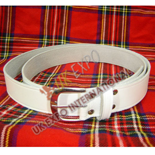 White Wide Waist Belt Round Buckle 1.5 Inches