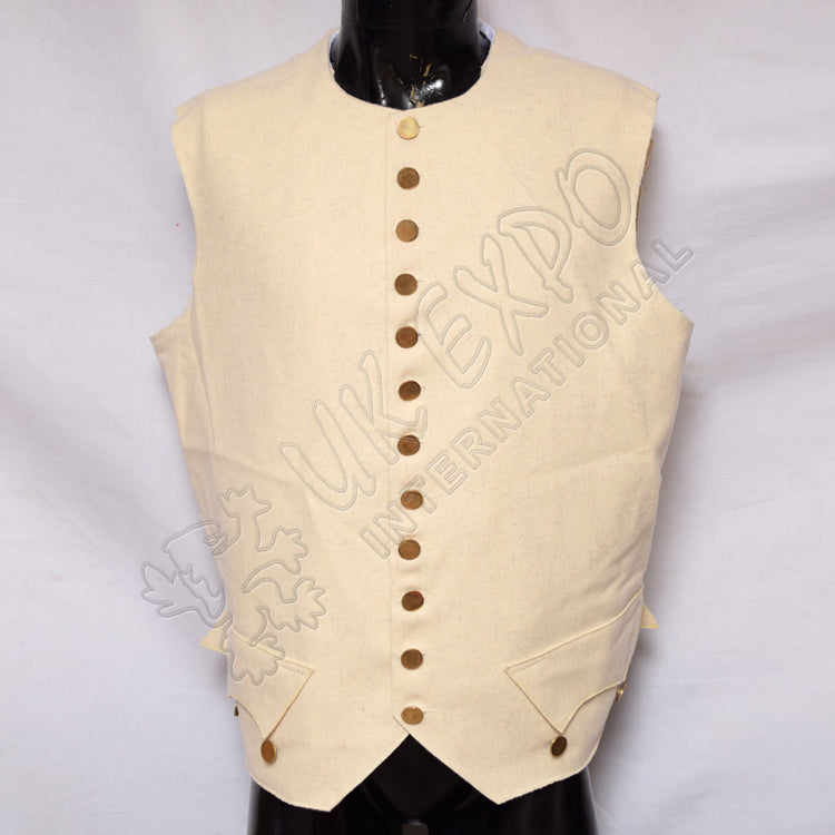 Off White Wool Vest Military Waistcoat