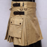 Women Khaki Utility Kilt Cargo Style