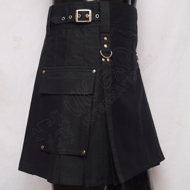 Women Black Utility Kilt 3 Straps