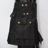 Black Women Utility Kilt With Straps