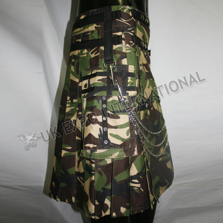 Sports Casual Camouflage Chain Utility Kilt
