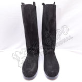 WWII Black Leather Rough Side Long Boots