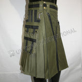 Y Style Darker Olive Heavy Canvas Utility Kilt