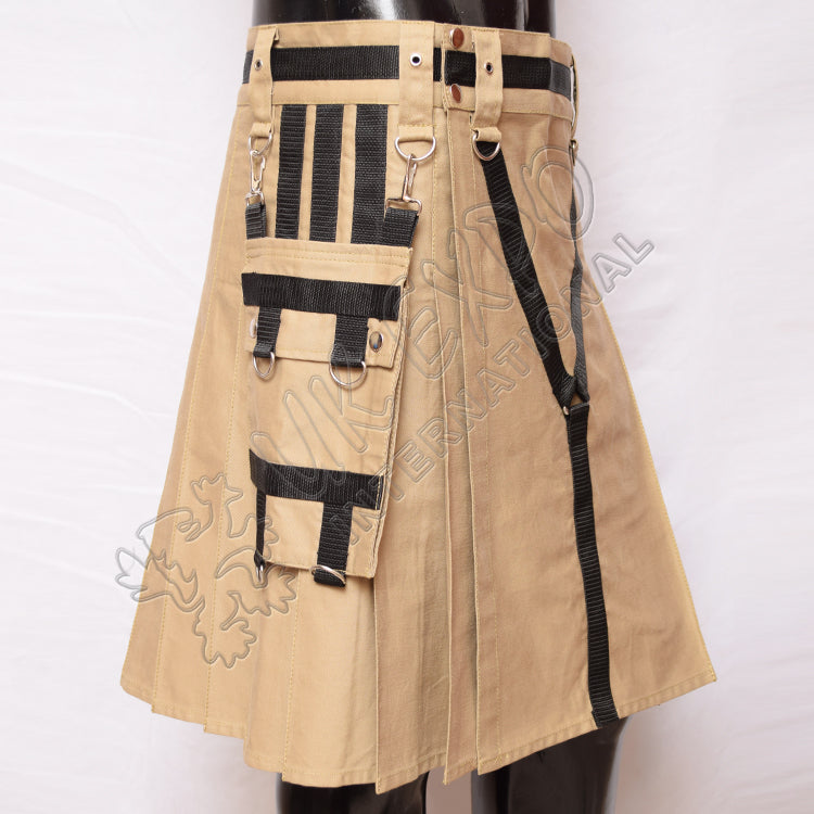 Y Style Khaki Heavy Canvas Tactical Webbing Utility Kilt
