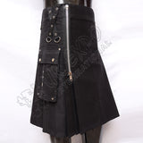 Gothic Zipper Black Utility Kilt